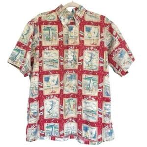 Vintage Reyn Spooner Shirt Mens Large Fishing‎ Boats Marlin Hawaiian Aloha 90s